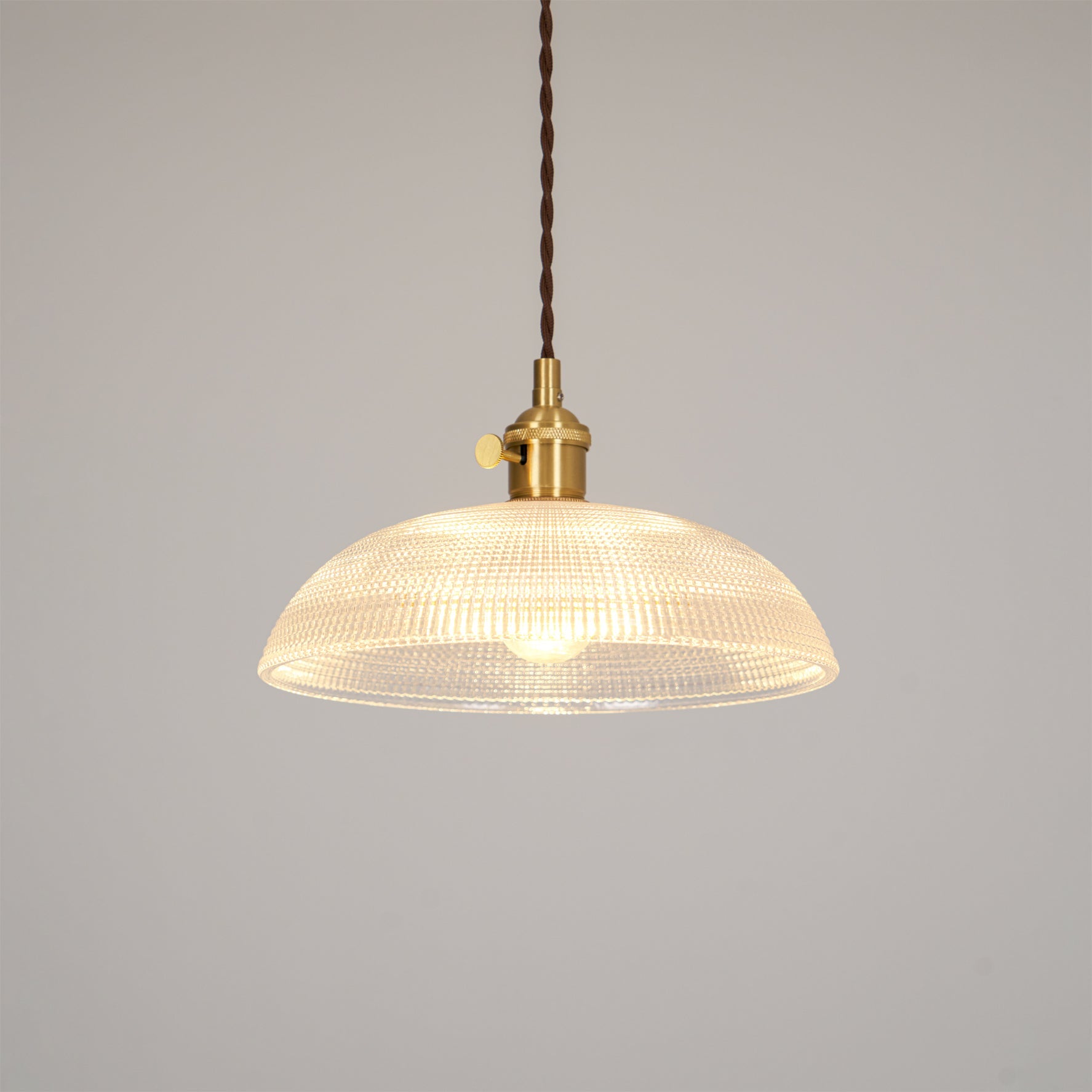 Polished Brass Domed Glass Plug-In Pendant