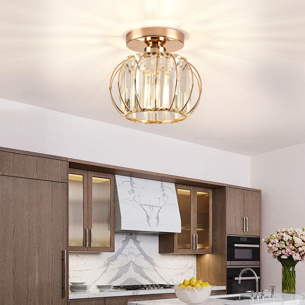 Luxury Crystal Ceiling Light - Striped Metal Ceiling Lamp for Aisle