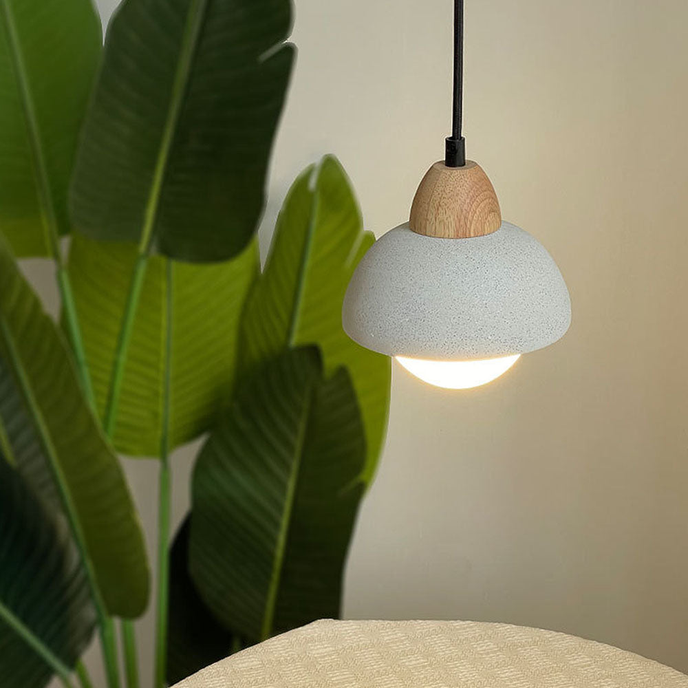 White Stone Pendant Light - Minimalist Kitchen Island Lighting Modern