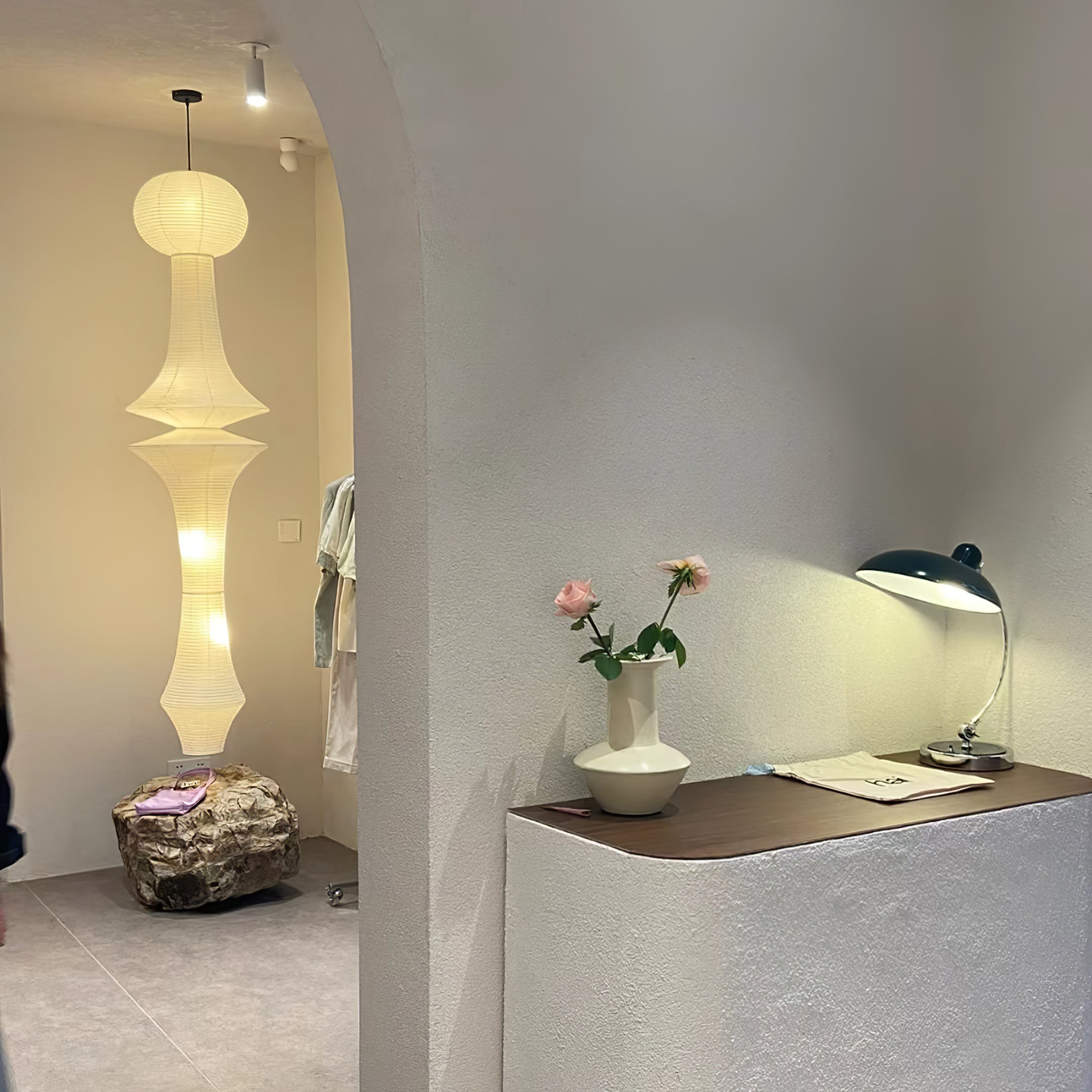 Washi Paper Pendant Light - Japanese Handcrafted Lamp for Living Room