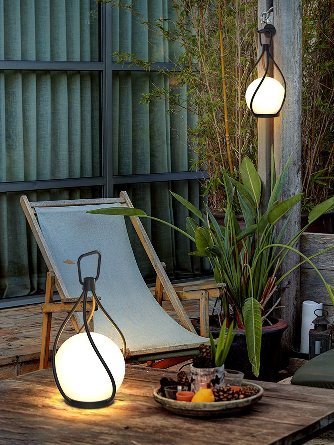 Orb Lantern Table Lamp - Rechargeable LED Light for Indoor & Patio