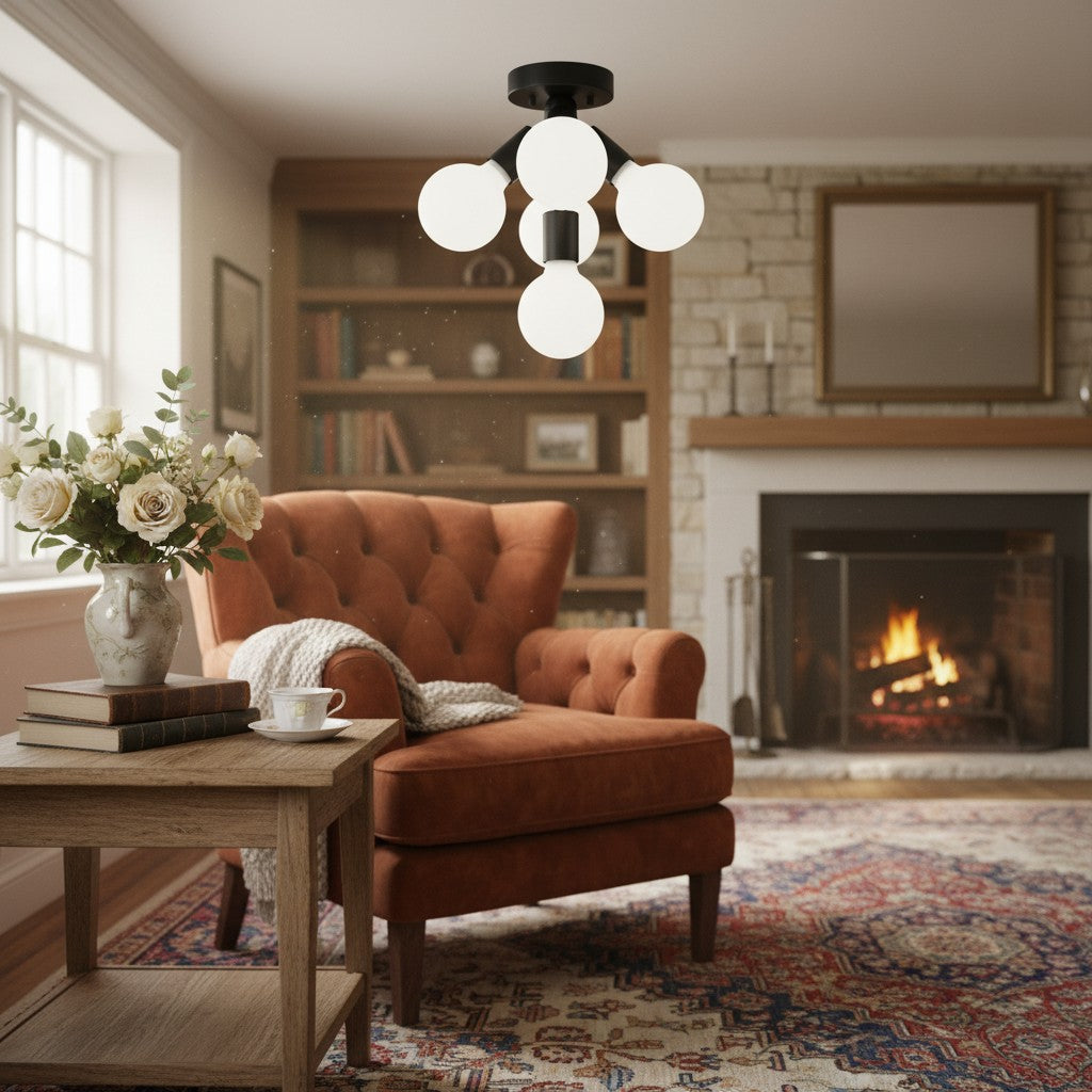 Glorica Glass Flush Mount Light - Globe Ceiling Fixture Modern