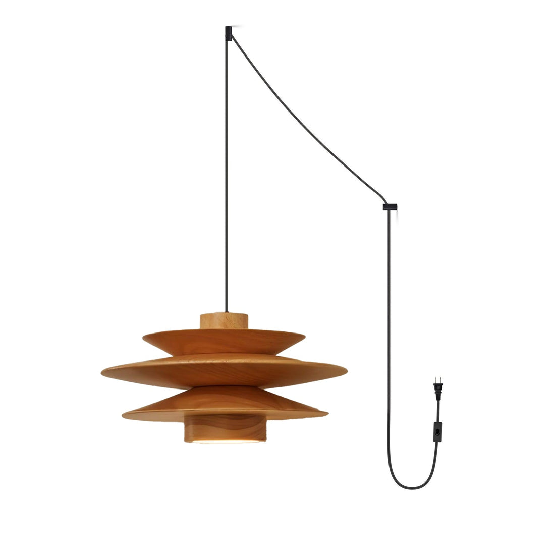 Layered Wood Plug-In Swag Pendant
