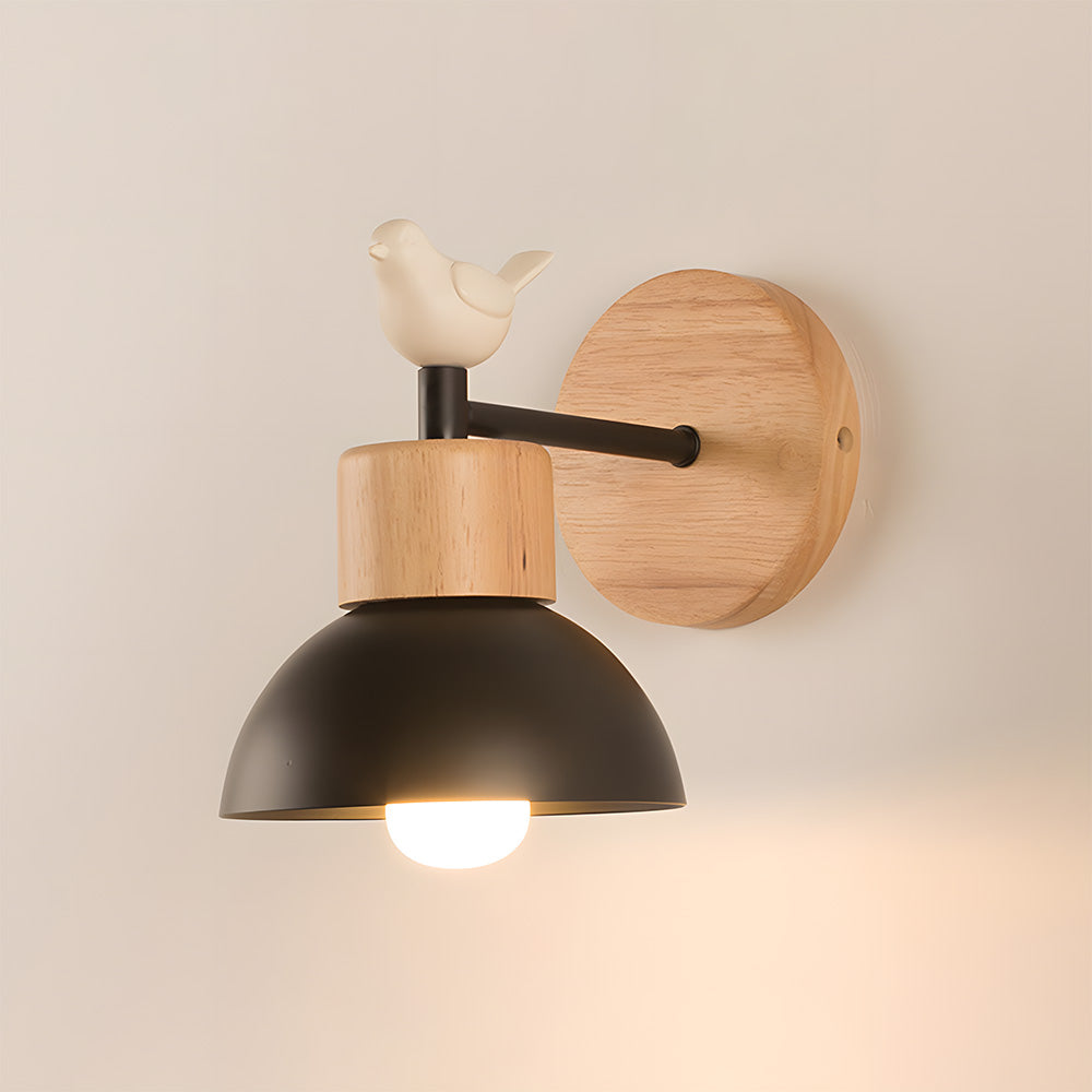 Modern Wooden Wall Light - Semicircular lampshade Fixture for Bedroom