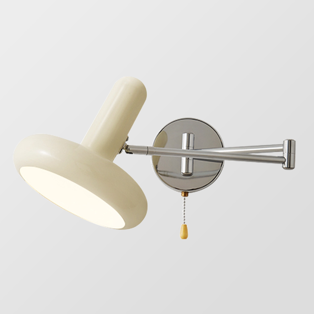 Swing Arm Wall Lamp - Retro White Adjustable Reading Light