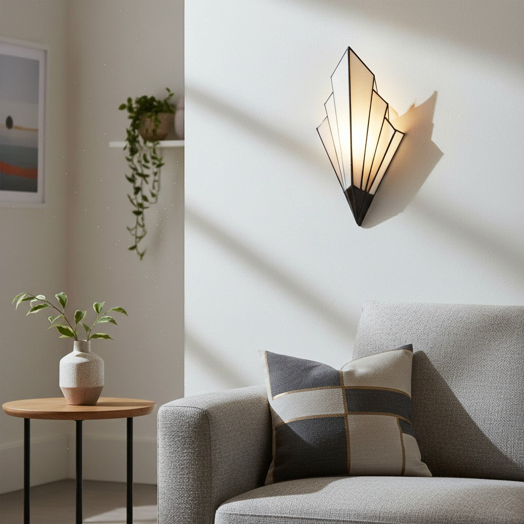 Kelsar Wall Light Featuring Hand-Cut Glass and Elegant Art Deco Design for Indoor Accent Lighting