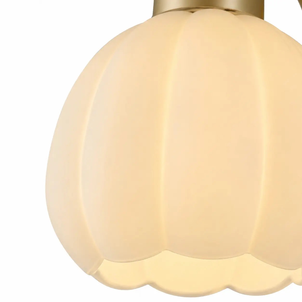 Close-up of the milk glass flower petal shade