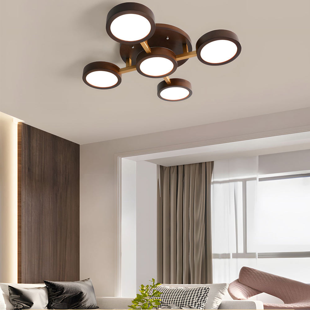 LED Ceiling Light – Modern Iron Wood Fixture for Bedroom Ambiance