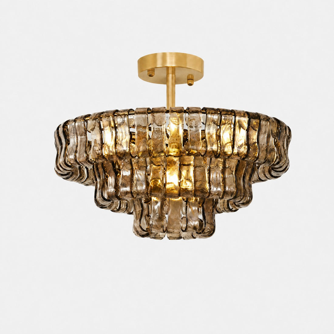 French Vintage Ripple Glass Chandelier