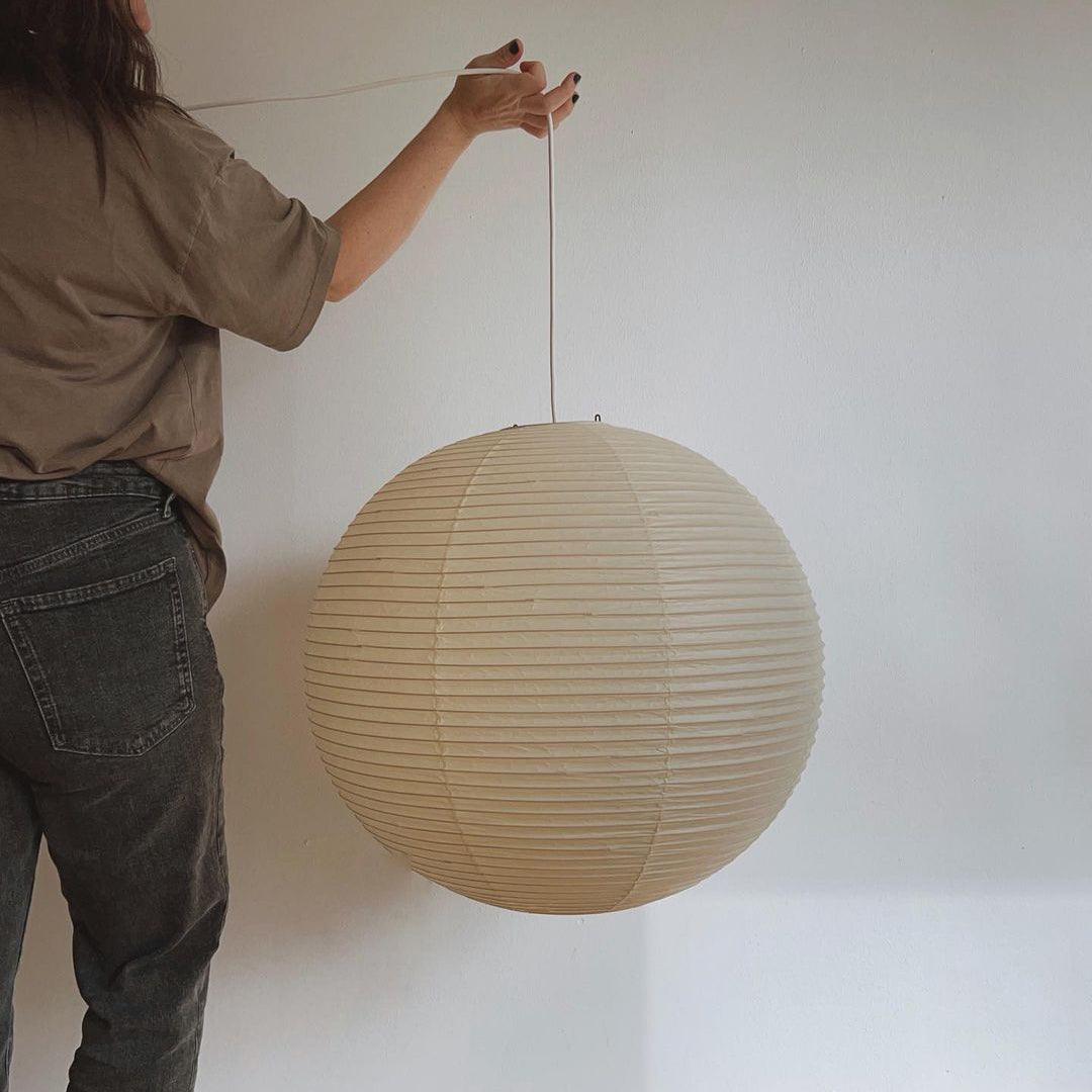Washi Paper Round Pendant Lamp – Minimalist Lighting for Living Room