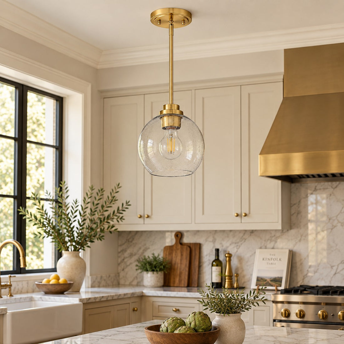 Modern Clear Glass Pendant Light for Kitchen Island and Foyer