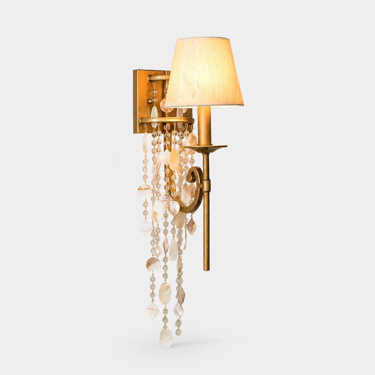 Crystal and Shell Tassel Wall Sconce