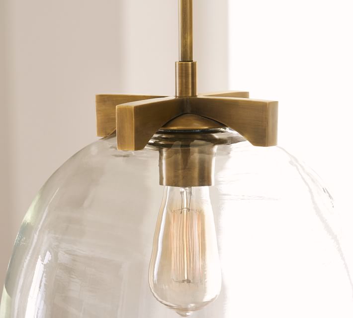 Auria Metal Brass Pendant Lighting - Vintage Finish with Glass Shade