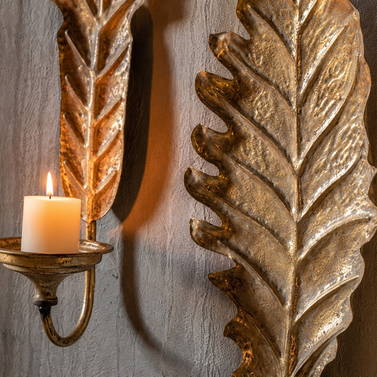 Vintage Leaf Wall Candle Sconce