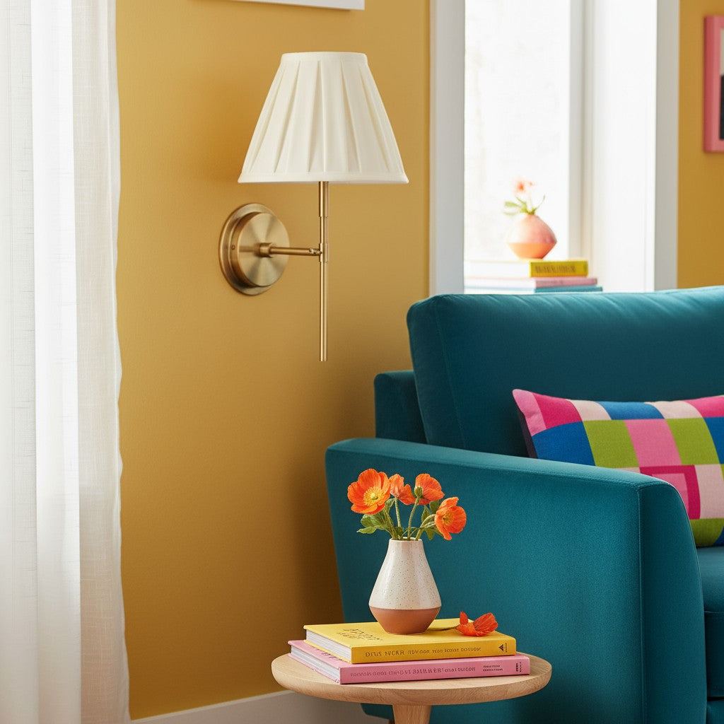 Cremaris Metal Wall Light with Fabric Shade - Timeless Sconce for Interior Lighting