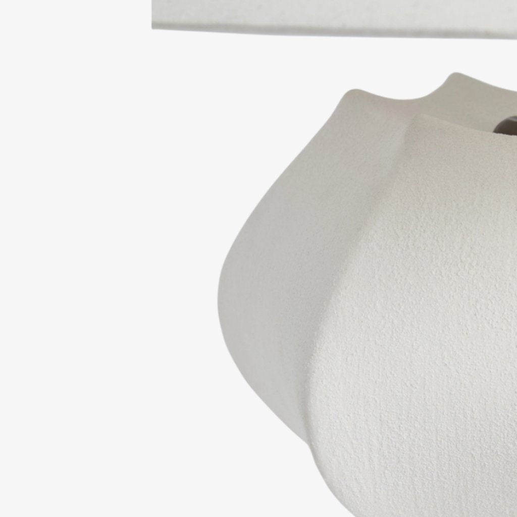Cordove Table Lamp - Sculptural Ceramic Base and Linen Shade Suitable for Living room, Bedroom or Side Table