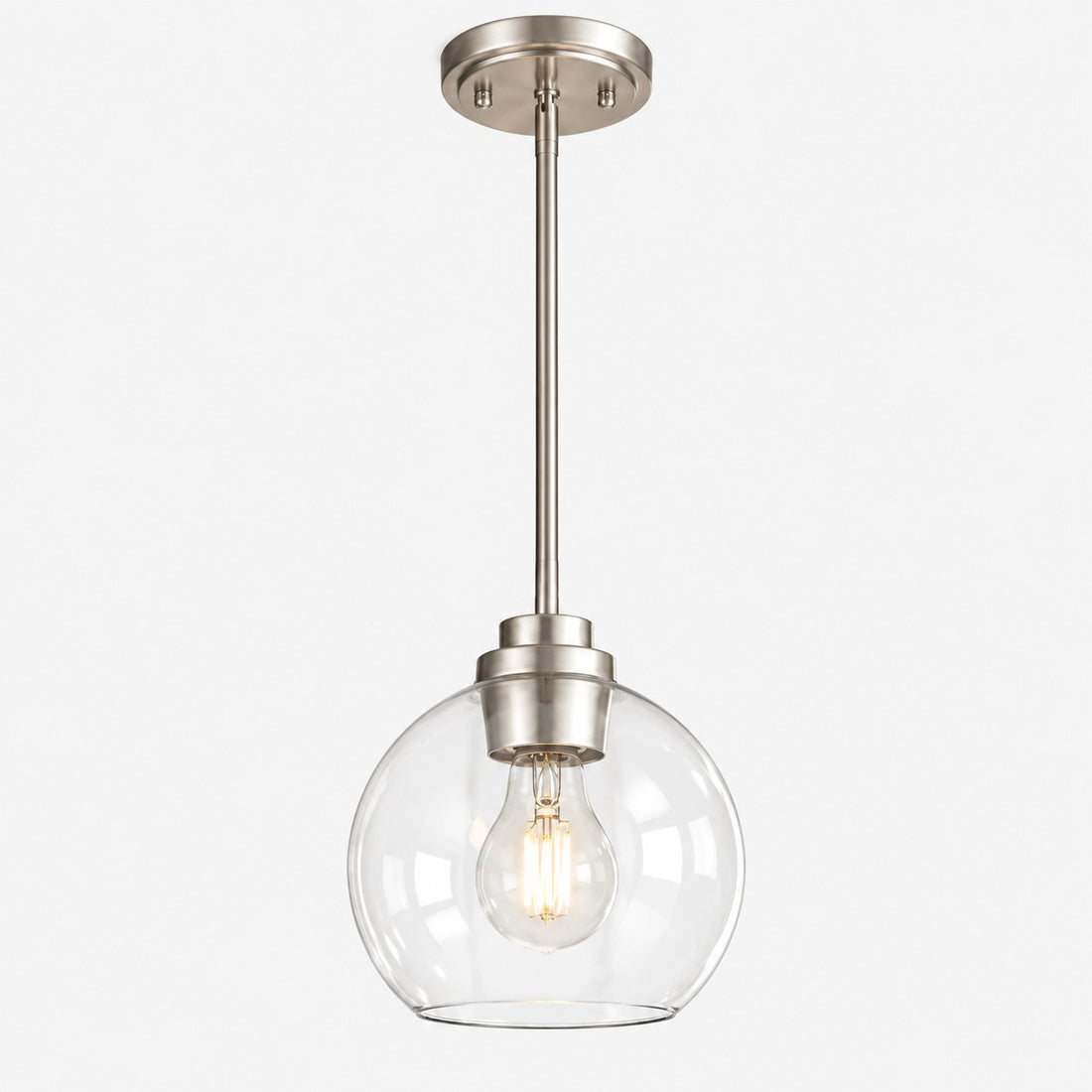 Modern Clear Glass Pendant Light for Kitchen Island and Foyer