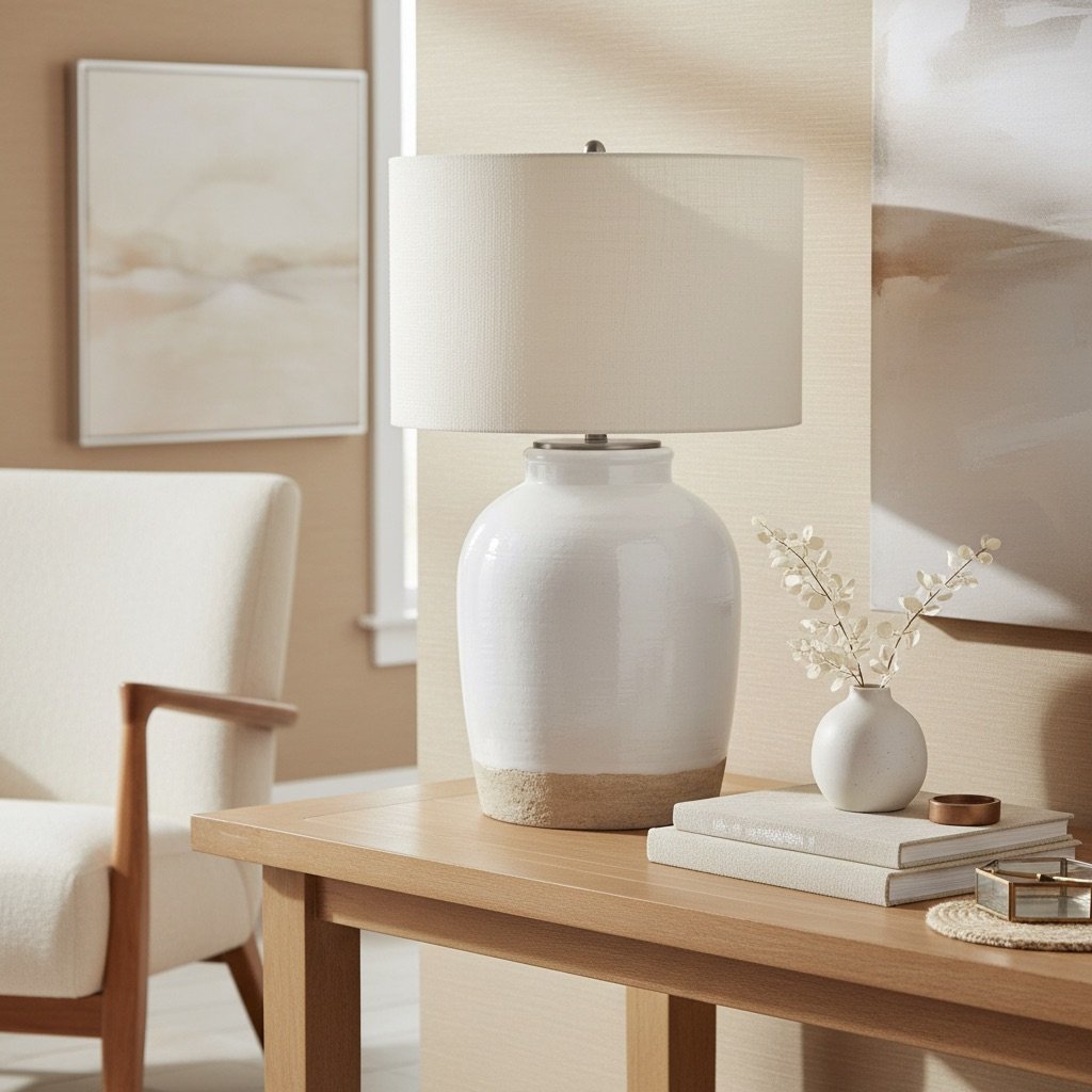 Mello Contemporary Table Lamp - Textured Ceramic Base for Living Room and Office