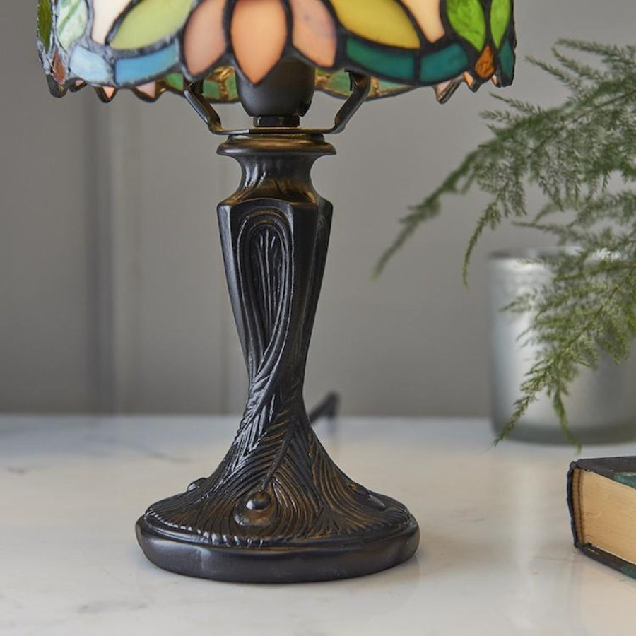 Calyra Vintage Floral Stained Glass Table Lamp — Art Deco Tiffany Style Accent Light for Bedside and Living Room