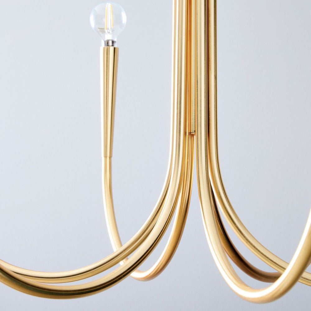 Borvia Metal Swoop Arm Chandelier - Modern Arc Lamp for Living Room