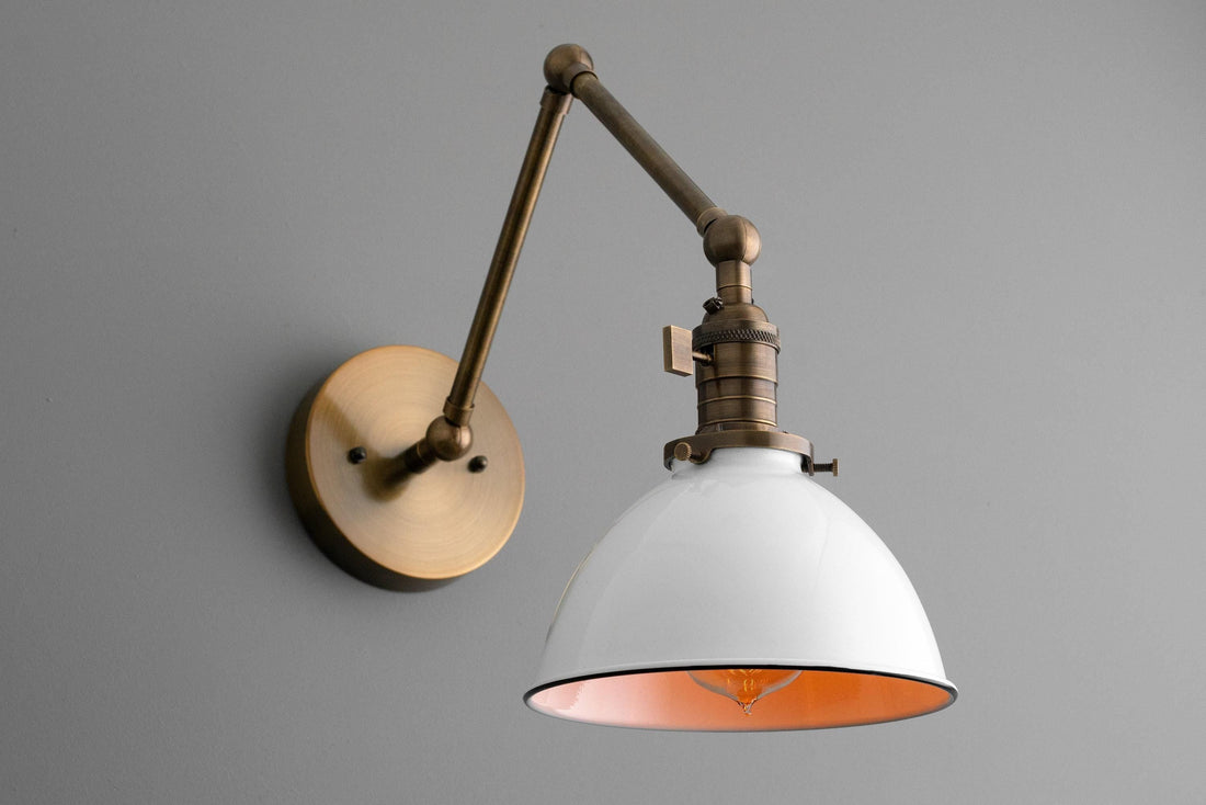 Conique Metal Vintage Industrial Swing Arm Wall Lamp - Adjustable Dome Shade for Study