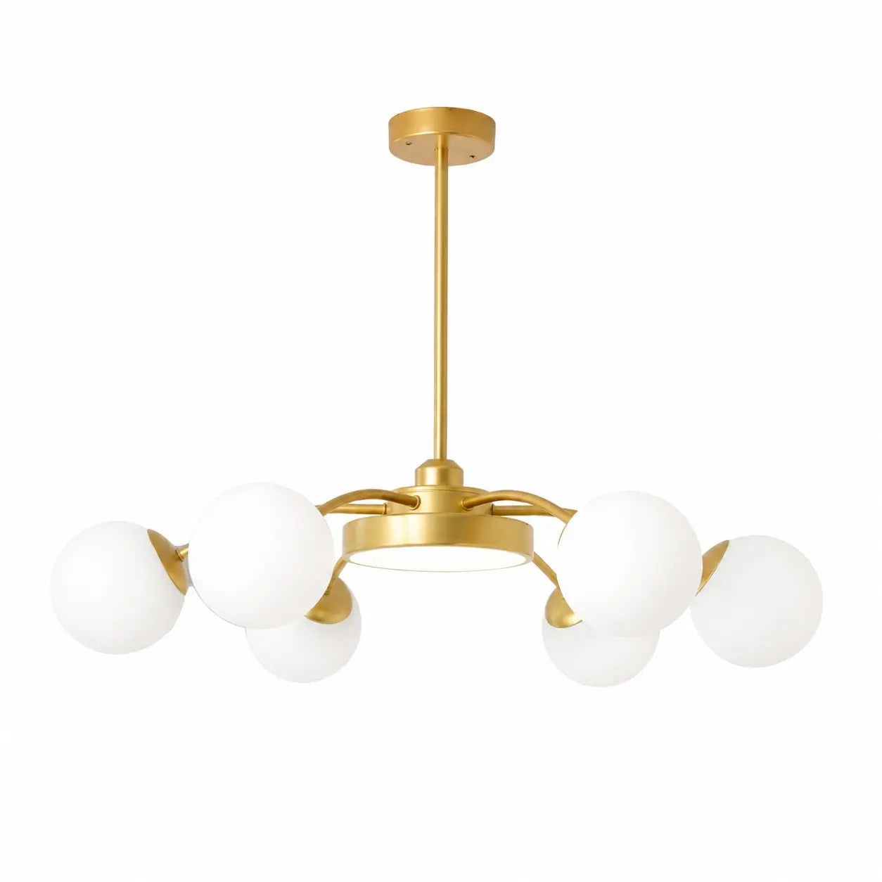 Standard gold 6-light milk glass chandelier
