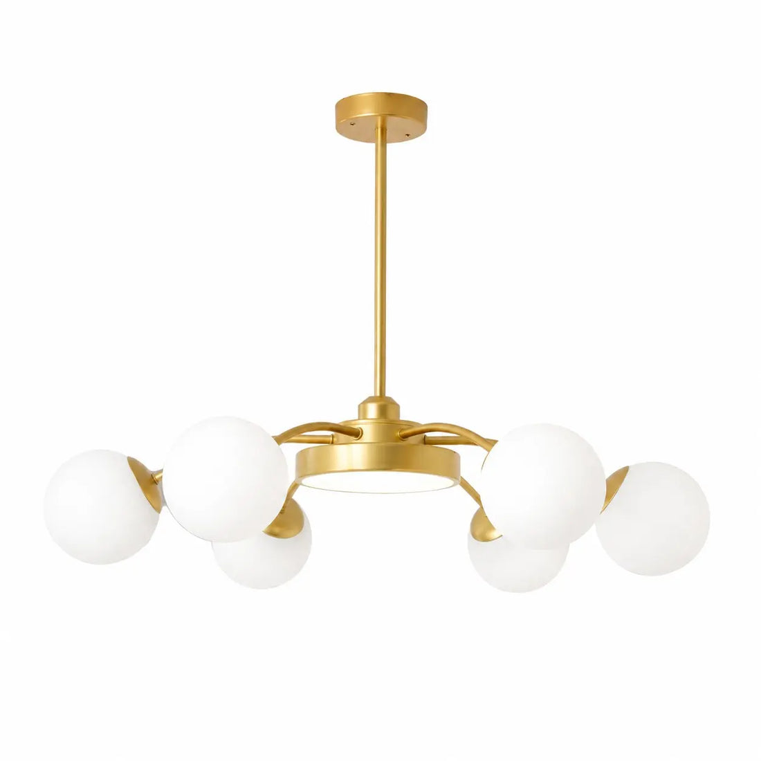 Standard gold 6-light milk glass chandelier
