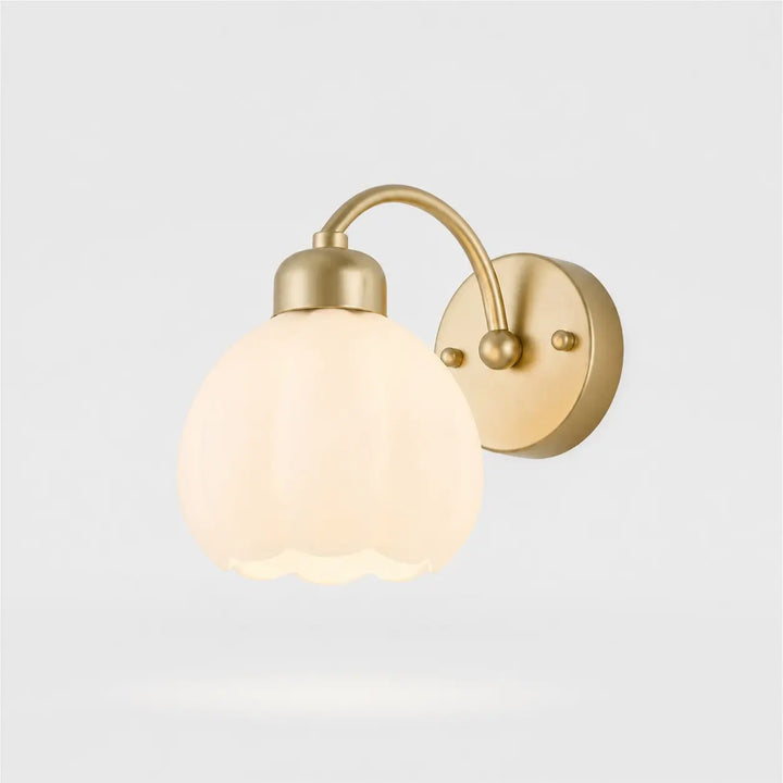 Iron milk glass flower wall lamp without pull chain