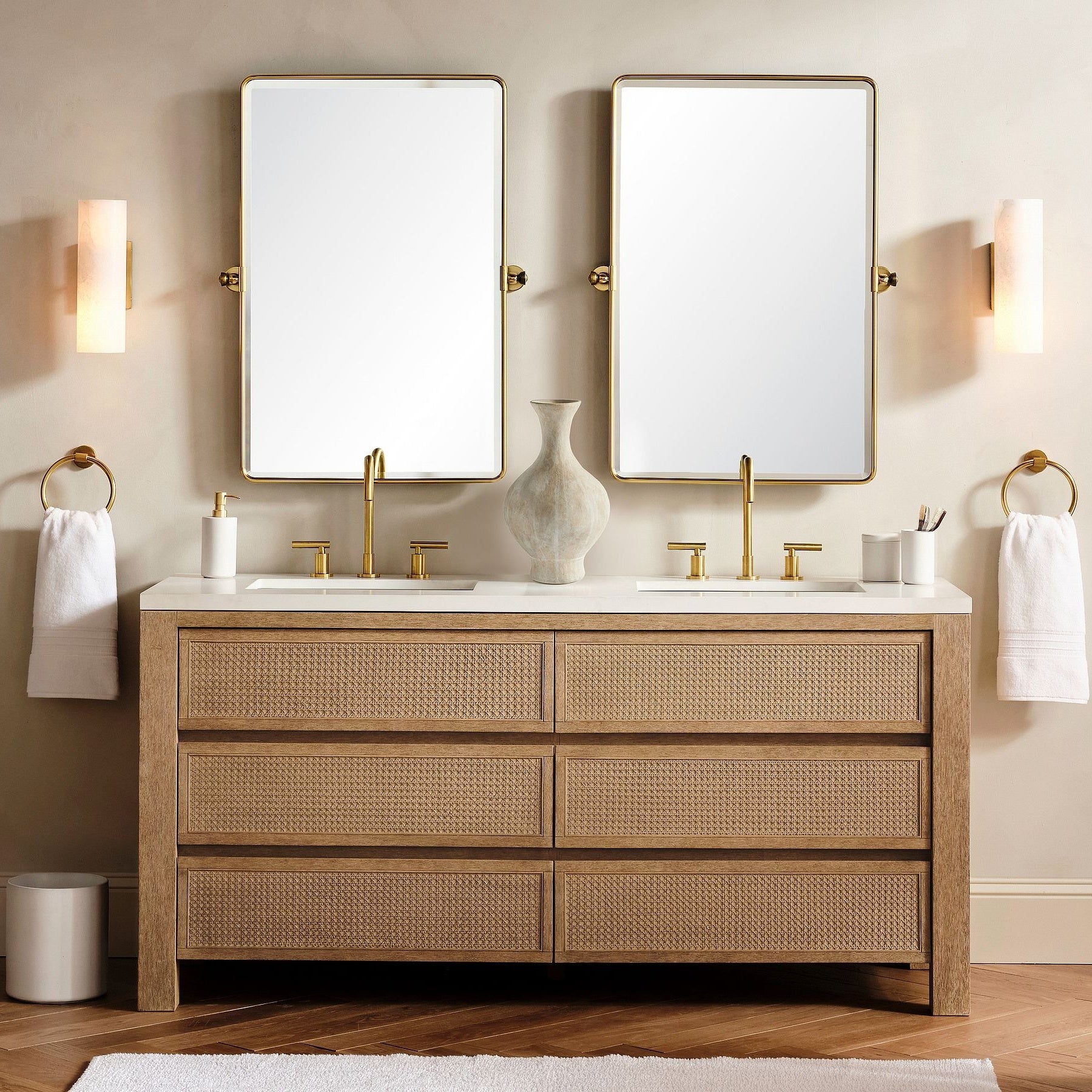 Wolvina Natural Marble Tube Sconce with Sleek Metal Details