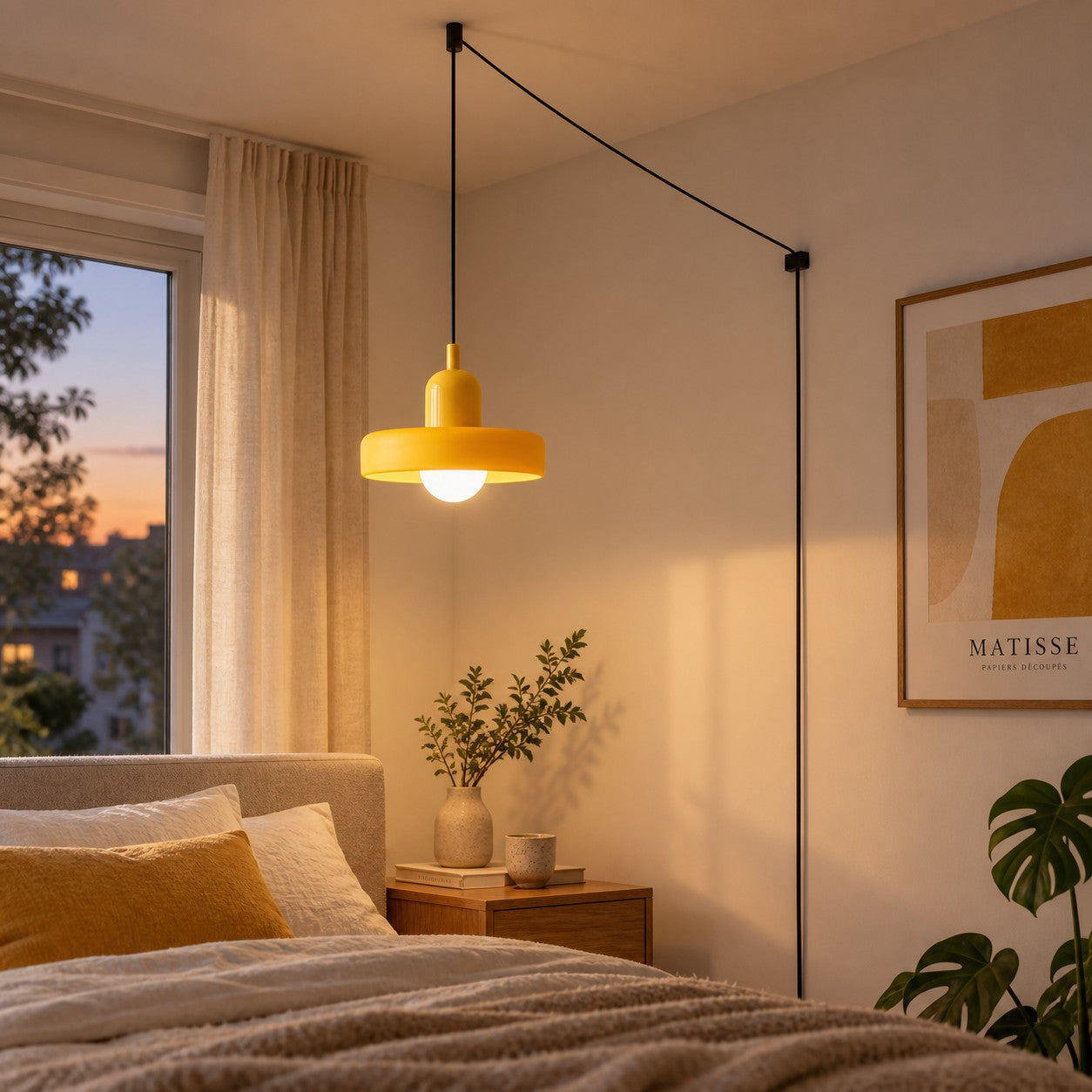 Bunte Bauhaus-Glaspendelleuchte mit Stecker