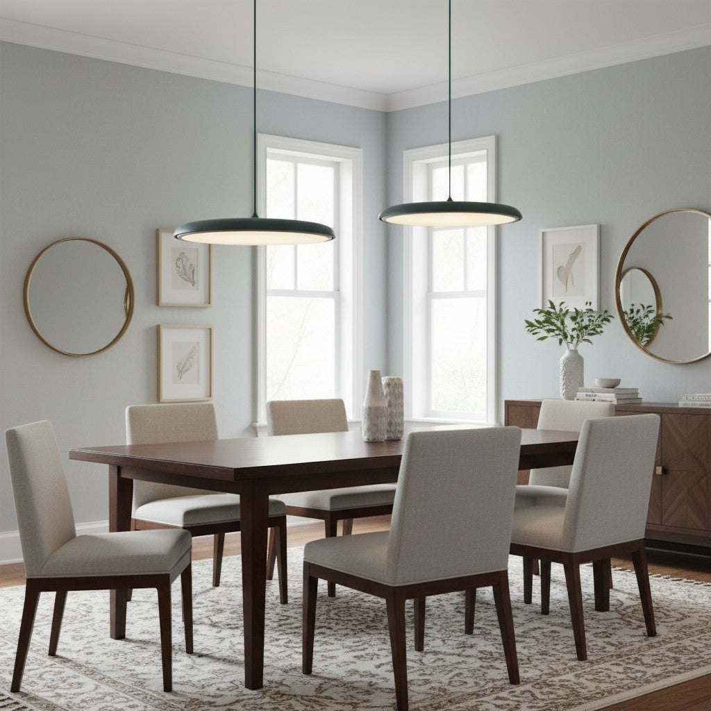 Astris Modern Disc Pendant Lighting – Soft Glow LED Hanging Light for Dining Room and Living Space