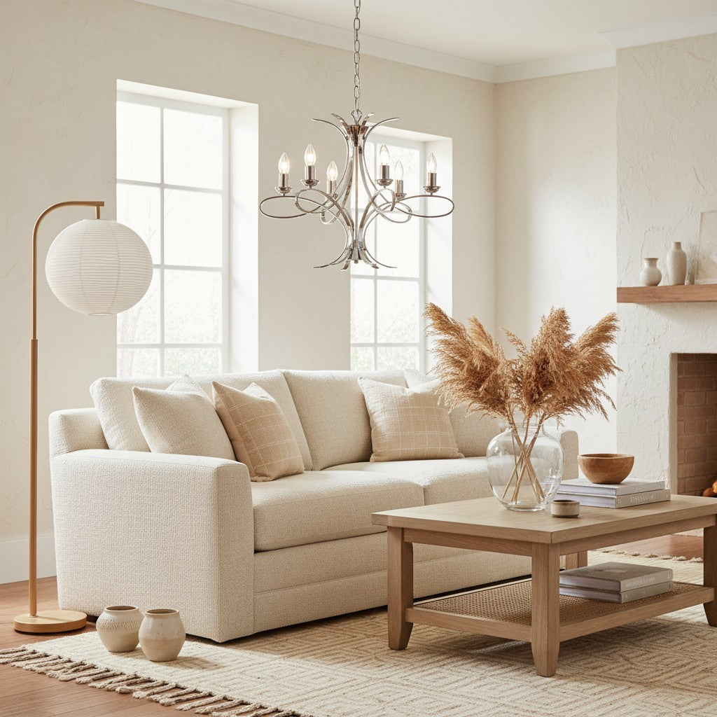 Foline Geometric Light Chandelier – Nickel Finish Ambient Glow for Hallways and Kitchens