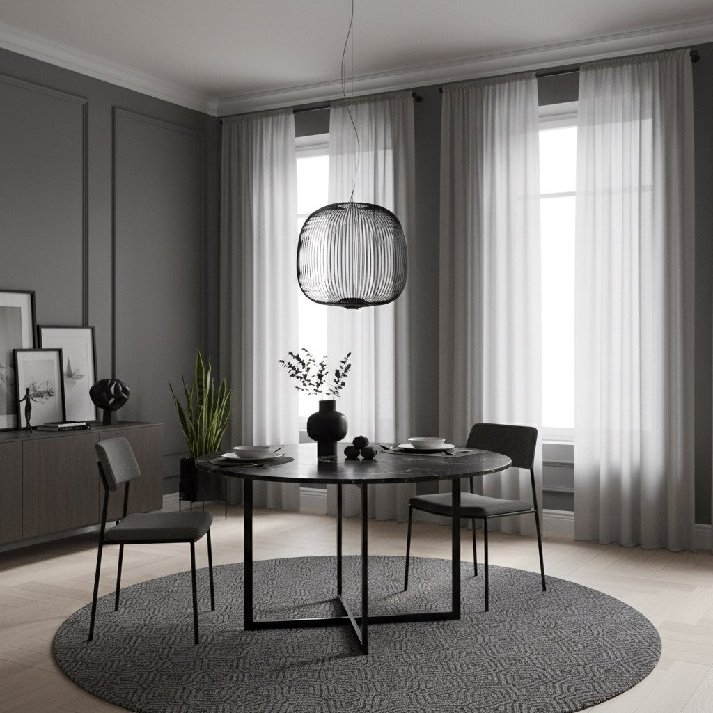 Radiloop Minimalist Suspension Lamp - Metal Lantern-Inspired Design for Dining Room N48