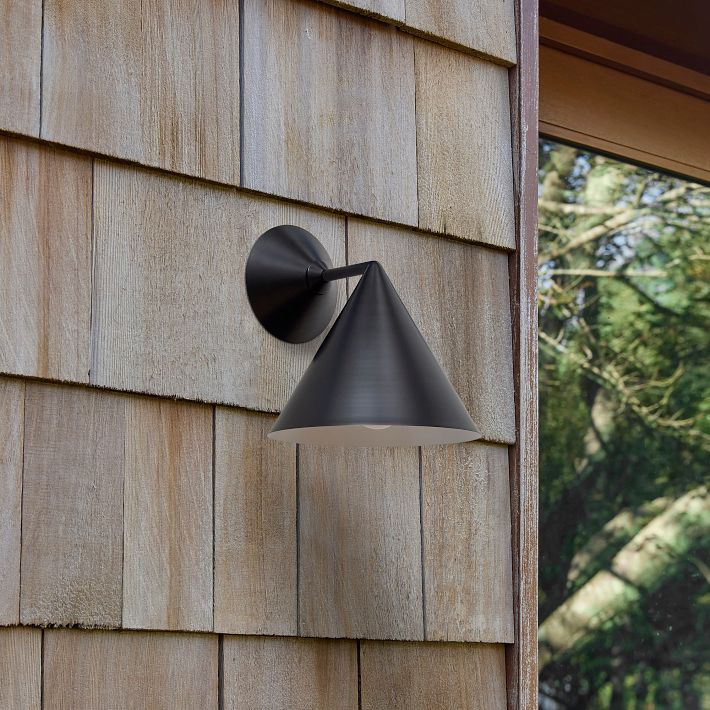 Brivana Metal Outdoor Wall Light - Modern Cone Sconce for Hallway