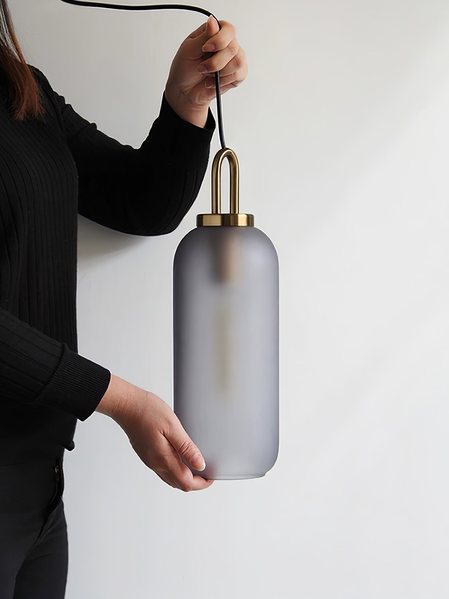 Kupferbeschichtete Glas-Plug-in-Hängeleuchte mit Kabel