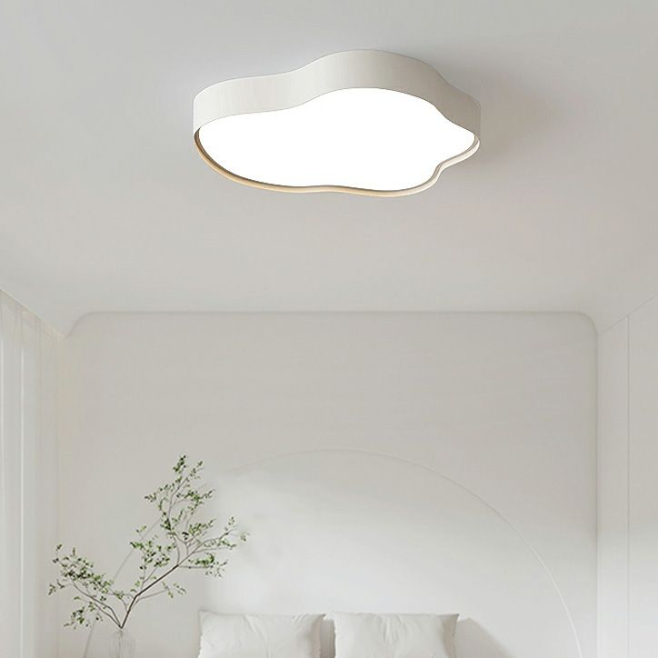 Cream LED Flush Mount Light - Cloud Metal Ceiling Fixture For Hallway