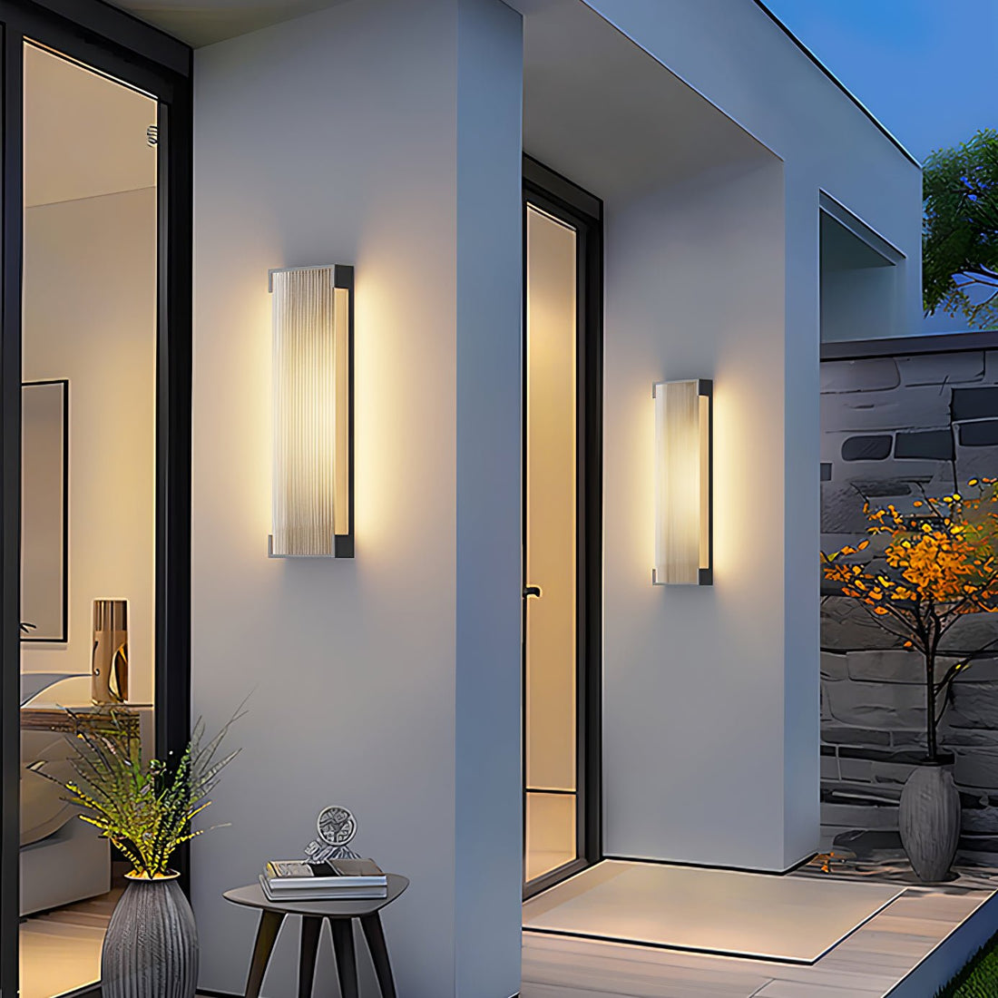 Rechteckige Außenwandleuchte - Moderne schwarze Lampe für Veranda &amp; Garten