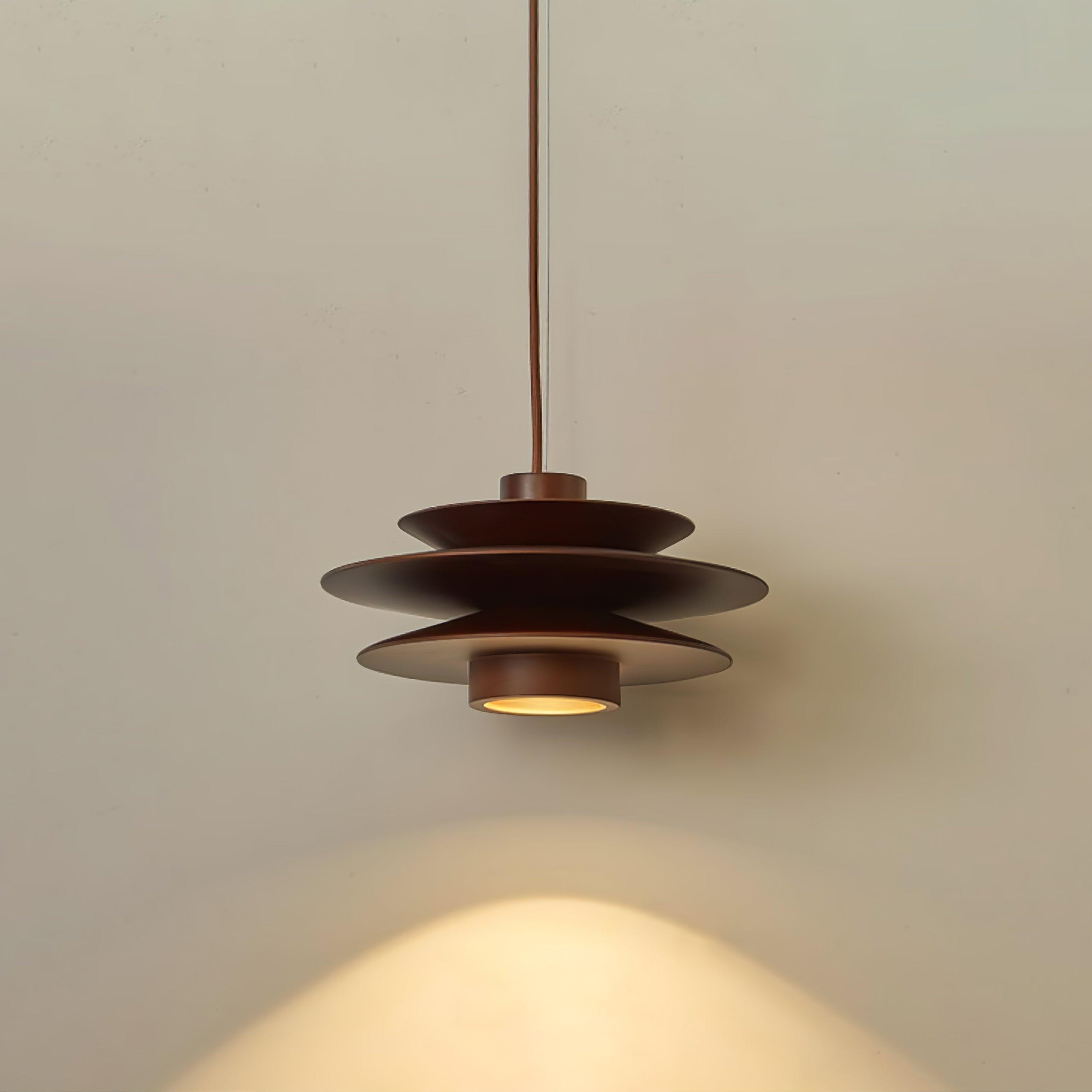 Layered Wood Plug-In Swag Pendant