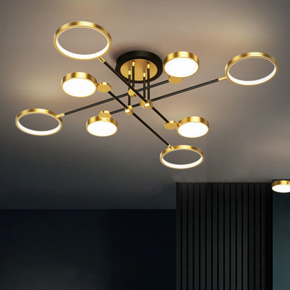 Branch Ring Chandelier - Gold Black Multi Light for Modern Bedroom