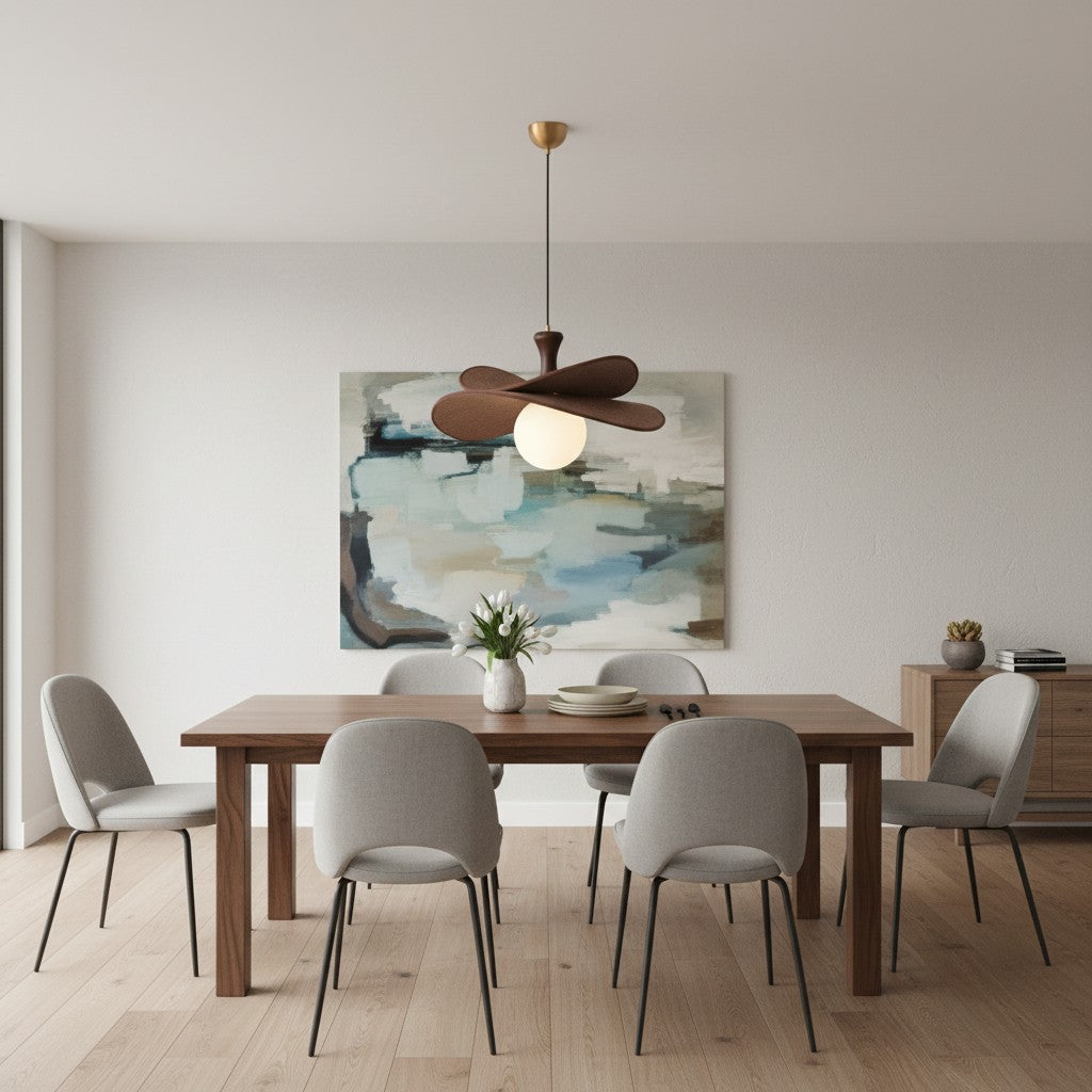 Orrise Blooming Petal Chandelier – Modern Metal and Wood for Living Rooms and Dining Rooms