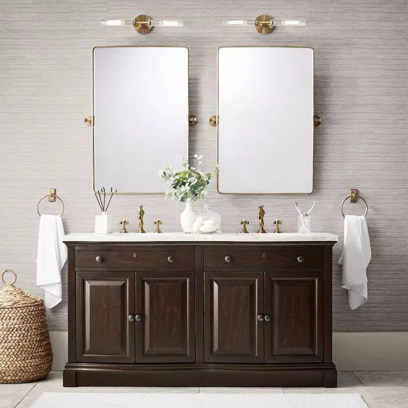 Alice Rustikale transparente Cooper-Wandleuchte mit geripptem Glas und Doppelröhre