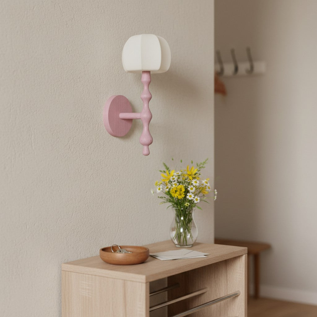 Savara Modern Curved Base Wall Light – Soft Diffused Fabric Shade for Hallways and Living Rooms