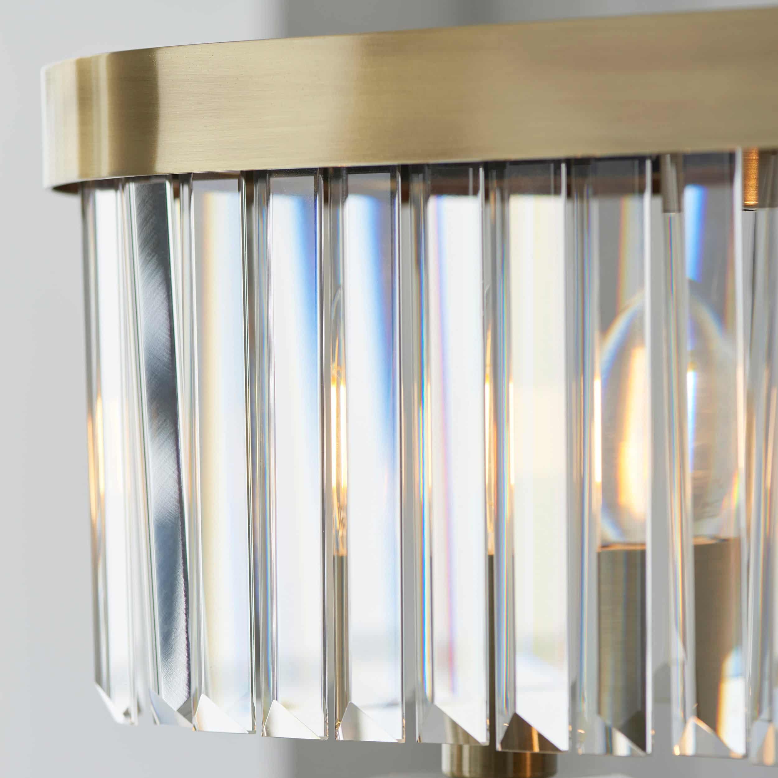 Beveline 4-Light Linear Ceiling Pendant With Cut Faceted Glass - Sleek Metal Frame For Dining