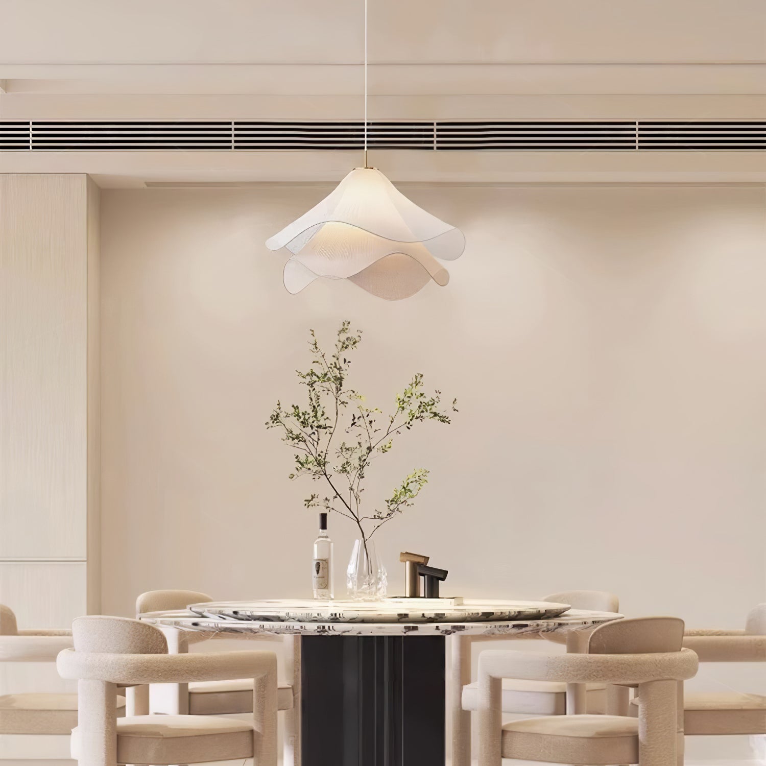 Ethereal Bloom French Floral Pleated Fabric Pendant Light