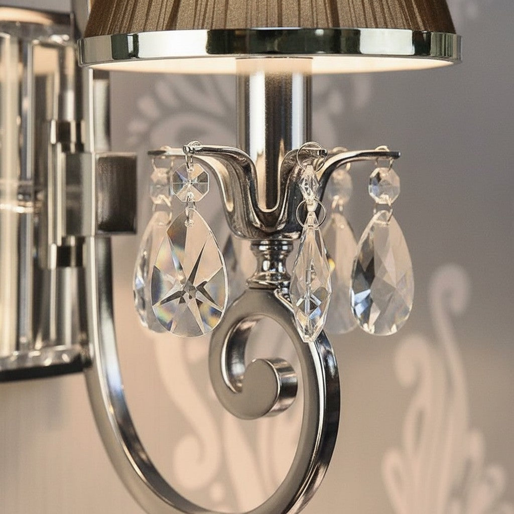 Talonis Luxury Crystal Wall Sconce – Chrome Finish Frame for Bedrooms and Home Décor