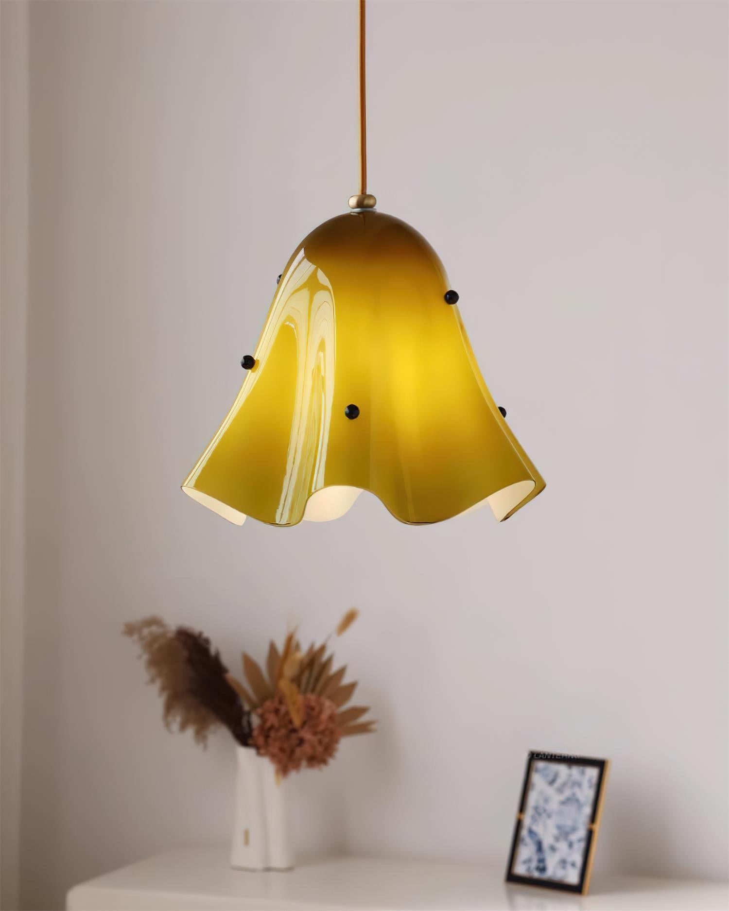 Bellina Kunstvolle Glas-Pendelleuchte – Moderne, von Blüten inspirierte Hänge-Deckenlampe