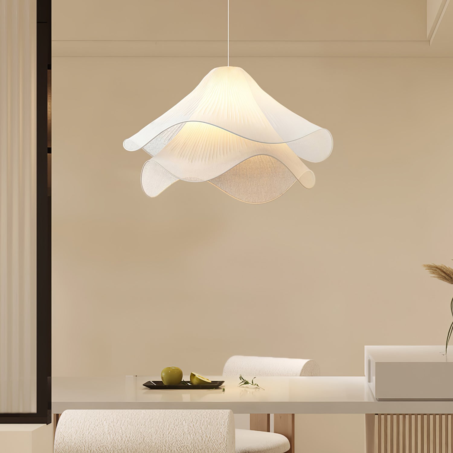 Ethereal Bloom French Floral Pleated Fabric Pendant Light