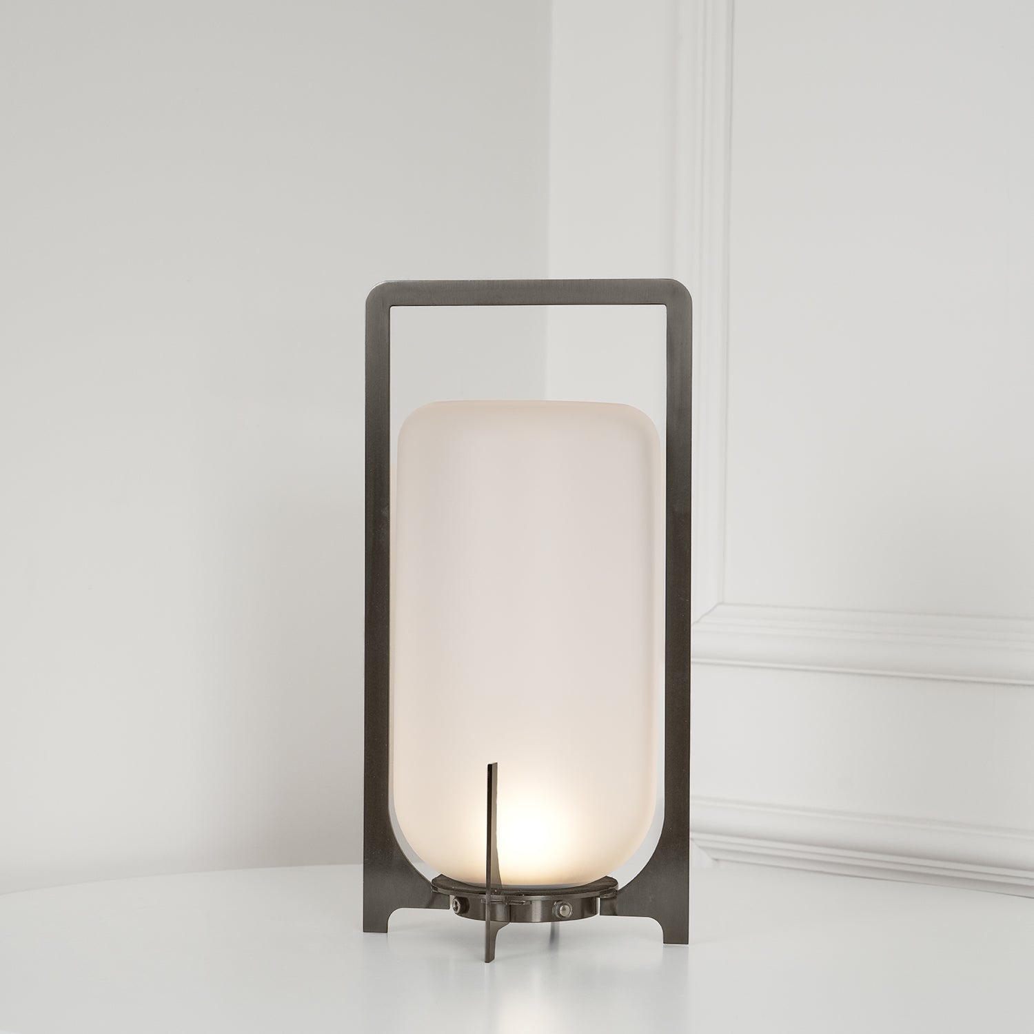 Lantern Table Lamp - Steel Modern Light for Bedroom & Living Room
