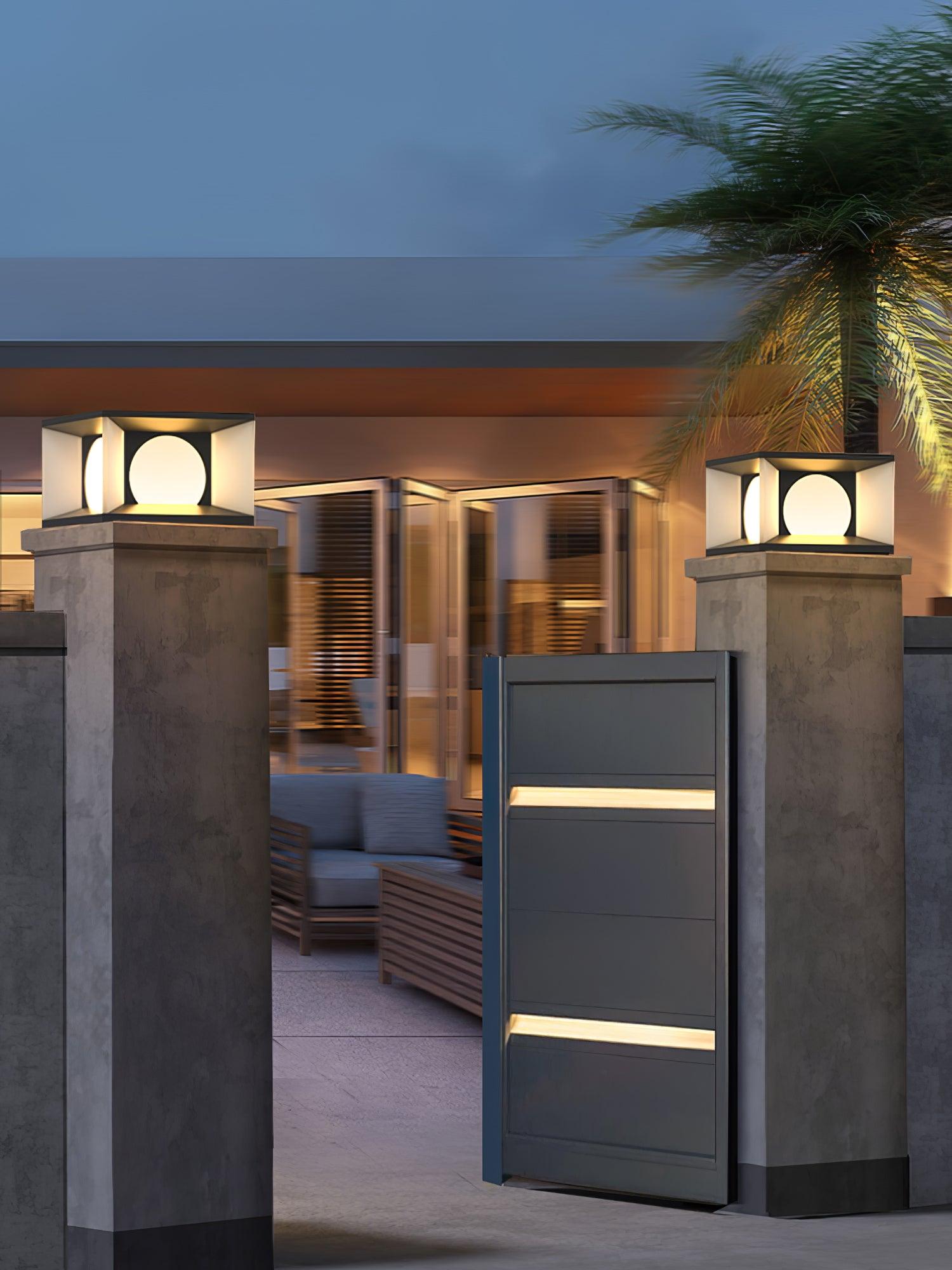 Eclipse Cube Outdoor Post Light - Weatherproof Garden & Pathway Lighting