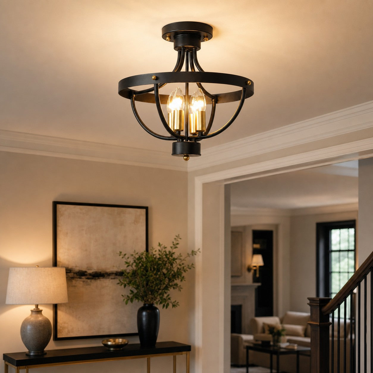 Vintage Farmhouse Semi Flush Mount Ceiling Light